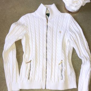 Ralph Lauren Ribbed Zip Up Sweater